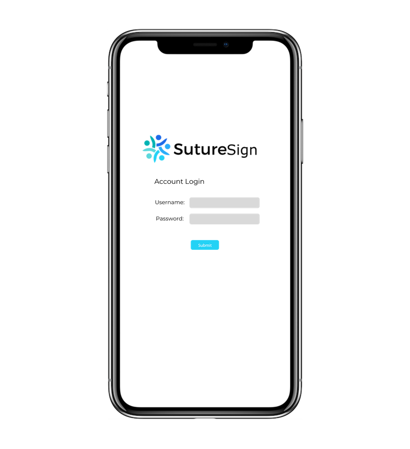 SutureSign Mobile Login Screen 